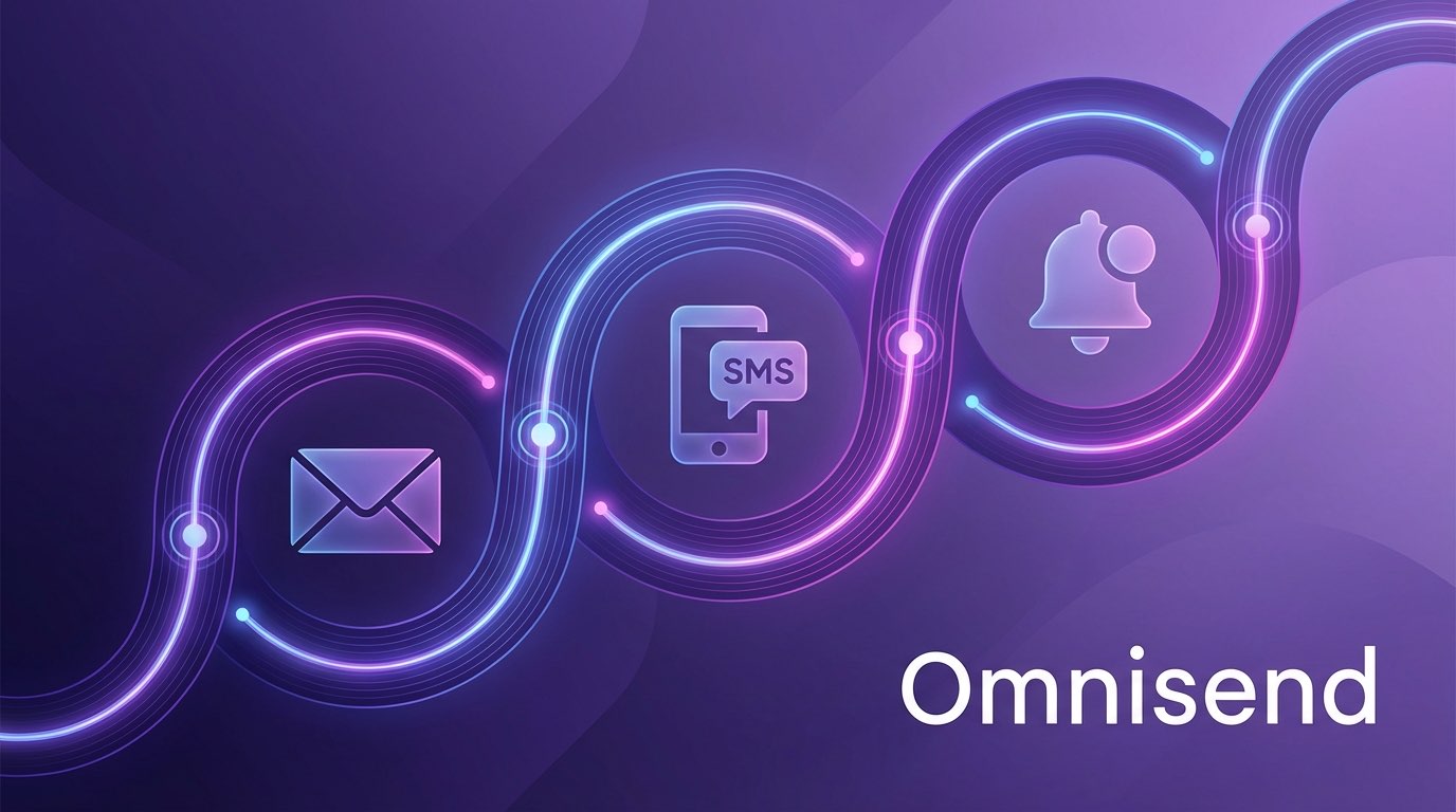 Omnisend unified SMS and email marketing automation flow showing omnichannel messaging in one workflow